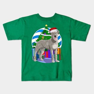 Irish Wolfhound Dog Cute Santa Christmas Gift Kids T-Shirt